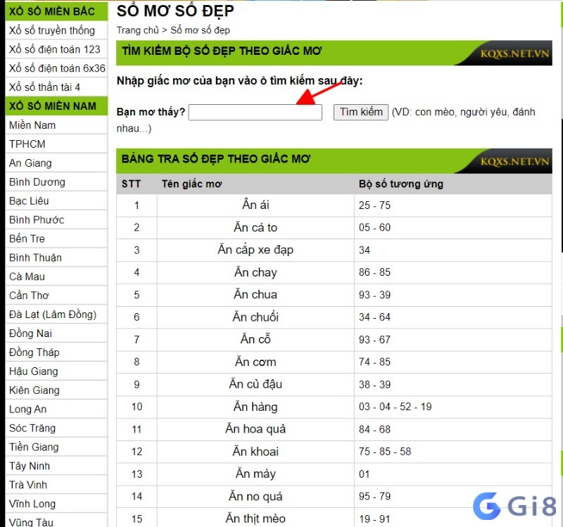 Nhập thông tin giấc mơ và website sẽ trả về bộ số tương ứng để bạn xem so mo so de